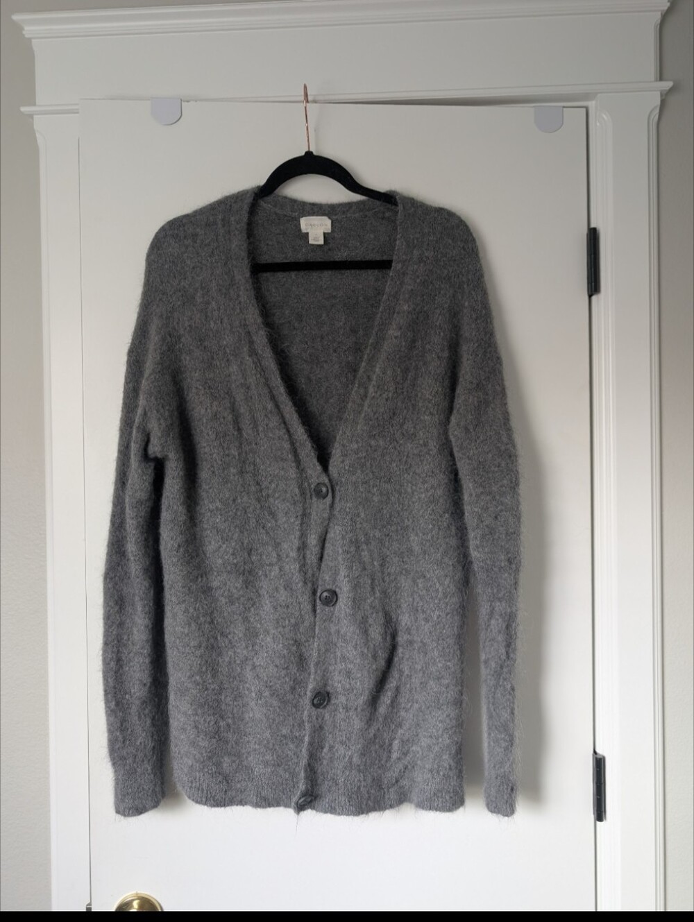 Cozy Alpaca Blend Grey Button-Front Women's Cardigan Sweater